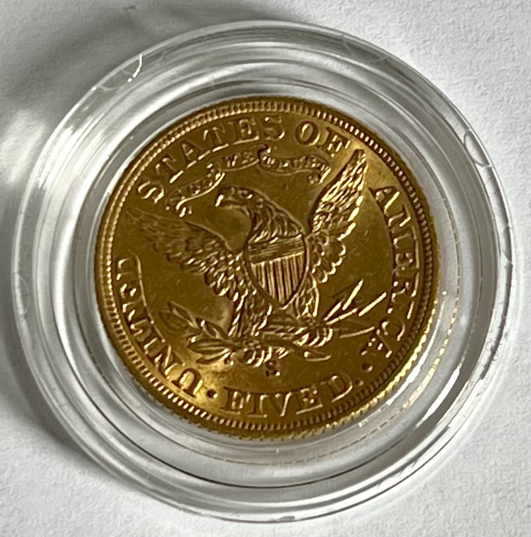 1902 $5 Liberty Head Half Eagle 0.2419 troy oz Gold Coin AU in Capsule