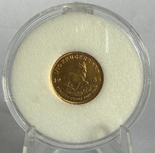 1985 South Africa Krugerrand 1/10 oz Gold Coin in Capsule