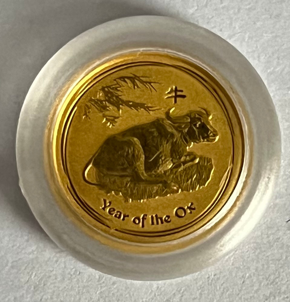 2009 Australia Lunar Ox 1/20 oz Gold Coin in Capsule