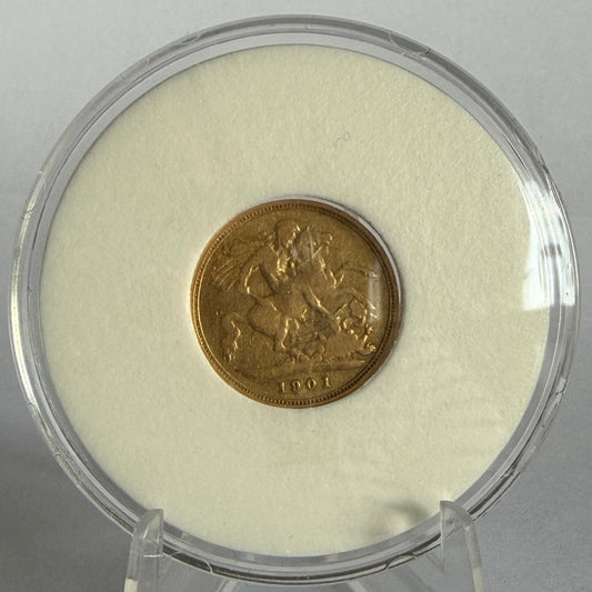 1901 1/2 Sovereign - Victoria (3rd Portrait) Gold Coin