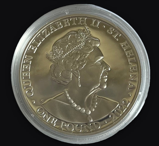 2022 1 oz St Helena Queen's Virtues - Constancy .999 Silver Gilded Proof Coin in Capsule with Case and COA