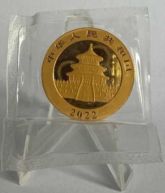 2022 China Panda 30g Gold Coin BU in Mint-Sealed Packaging