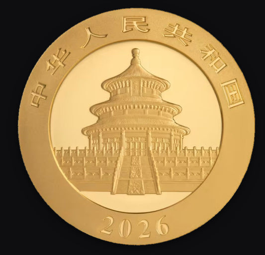 2026 China Panda 30g Gold Coin BU in Mint-Sealed Packaging