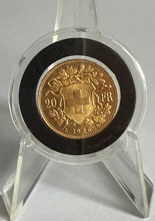 1935 20 Francs "Vreneli" Gold Coin in Capsule