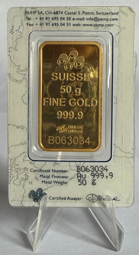 50 Grams PAMP Suisse Lady Fortuna Gold Bar in Assay