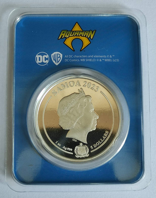 2023 Samoa DC Comics: Aquaman 1 oz Colorized Silver Coin in TEP