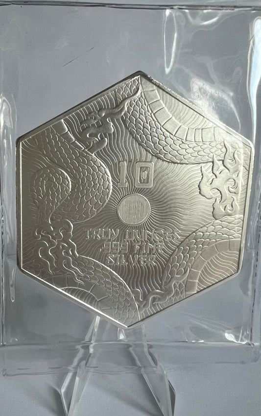 Hexagon Dragon 10 oz Silver