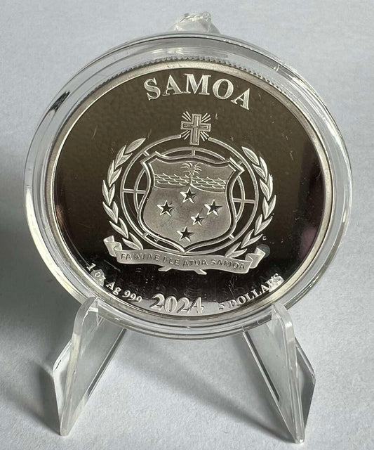 2024 Samoa DC Comics The Joker 1 oz Silver Coin in Capsule (note: contains milk spots)