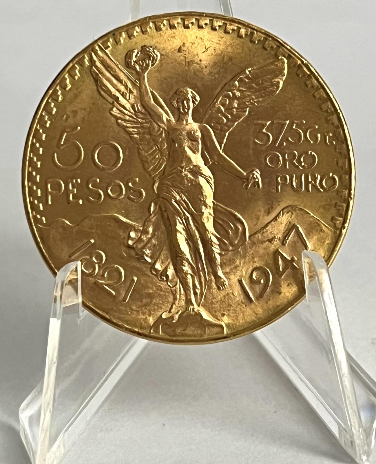 Mexico 50 Pesos 1.2057 oz Gold Coin AU in Capsule