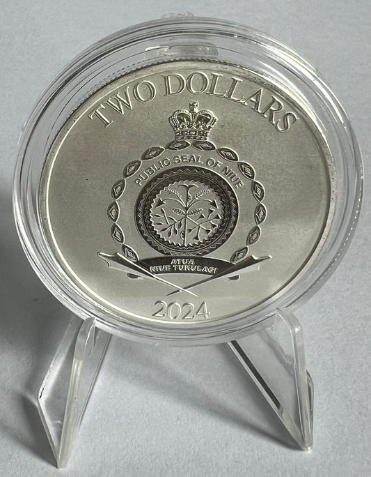 2024 Niue Disney Mickey & Minnie Christmas 1 oz Silver Coin BU in Capsule