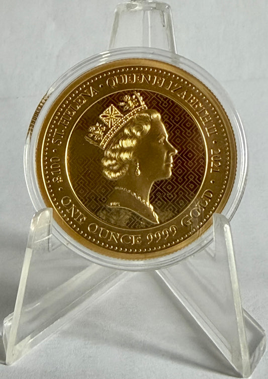 2021 St. Helena Queen's Virtues Victory 1 oz Gold Coin BU in Capsule