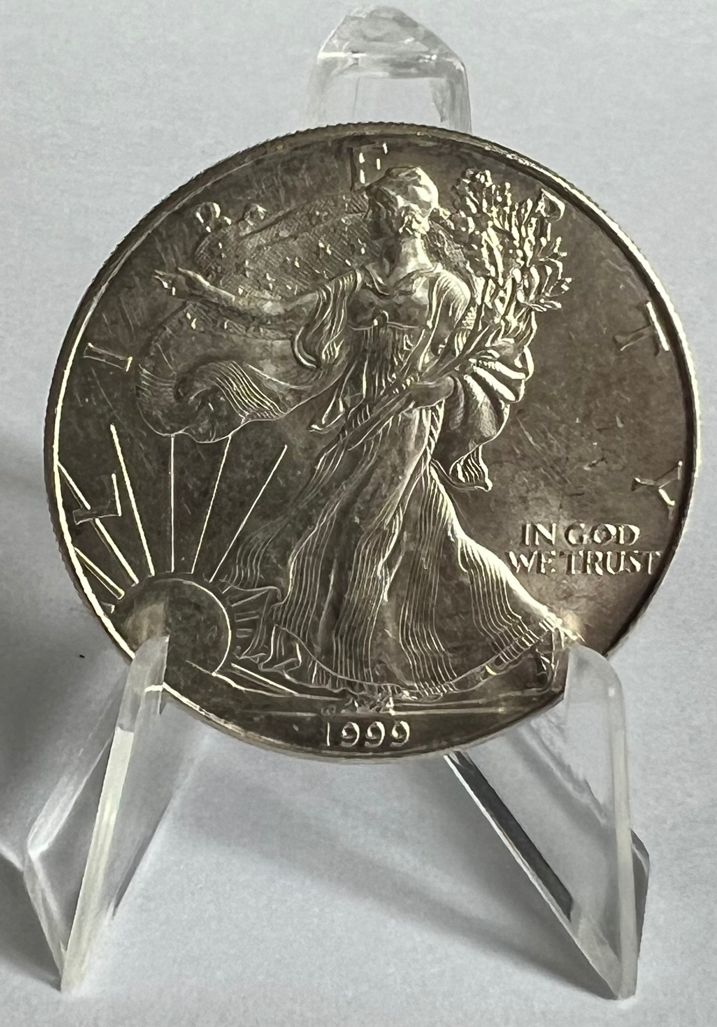 Random Year American Silver Eagle 1 oz Circulated Silver Coin (note: with heavy toning, milk spots, and no capsule)