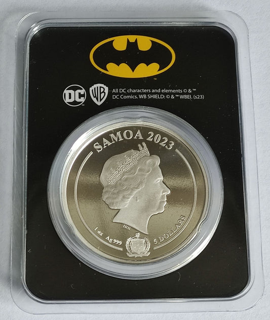 2023 Samoa DC Comics Batman 1 oz Colorized Silver Coin in Tamper-Evident Packaging
