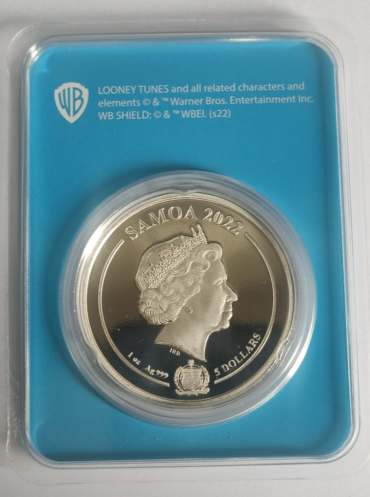 2022 Samoa Looney Tunes Bugs Bunny 1 oz Colorized Silver Coin in Tamper-Evident Packaging