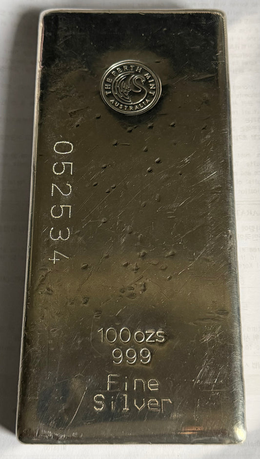 100 oz Perth Mint Silver Bar