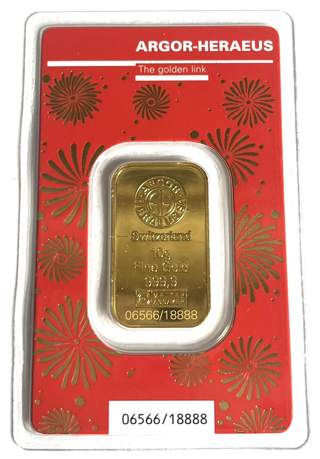 Argor-Heraeus 10 Gram Gold Bar Year of the Dragon in Assay