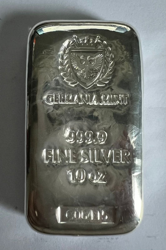 Silver 10 oz Germania Mint Cast Bar