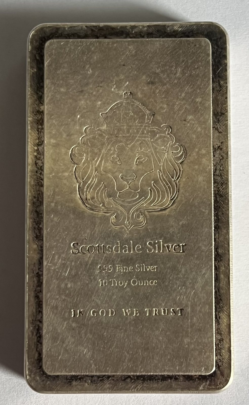 10 oz Silver Bar - Scottsdale Stacker (note: contains contact marks and toning)