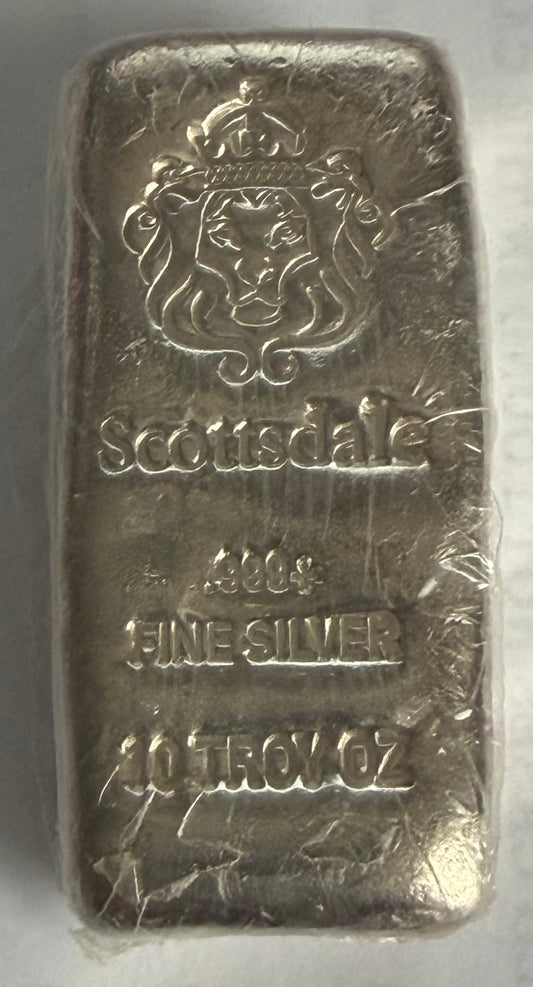 10 oz Scottsdale Cast-Poured Silver Bar