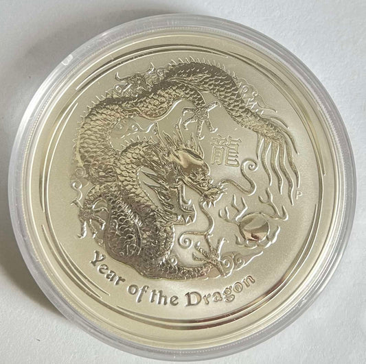 2012 Australia Lunar Dragon 10 oz Silver Coin BU in Capsule