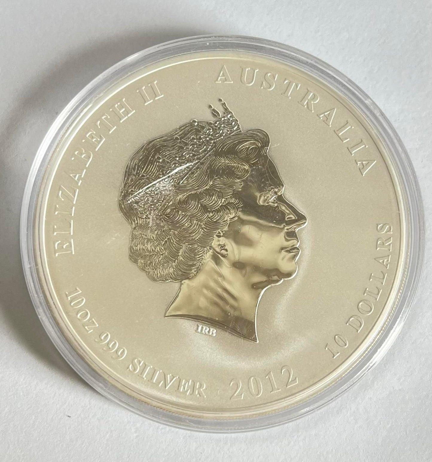 2012 Australia Lunar Dragon 10 oz Silver Coin BU in Capsule