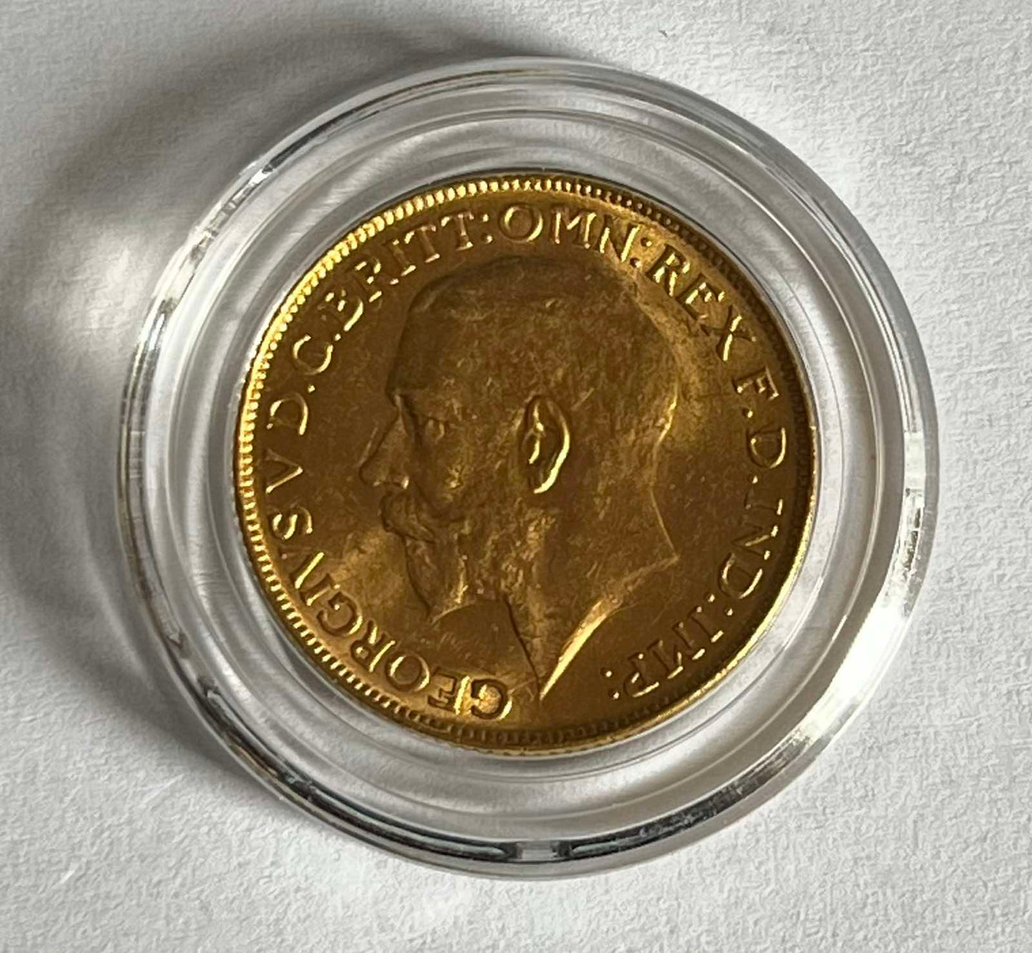 1928 Gold Sovereign - King George V 7.3224 grams Gold Coin in Capsule (Circulated Condition)