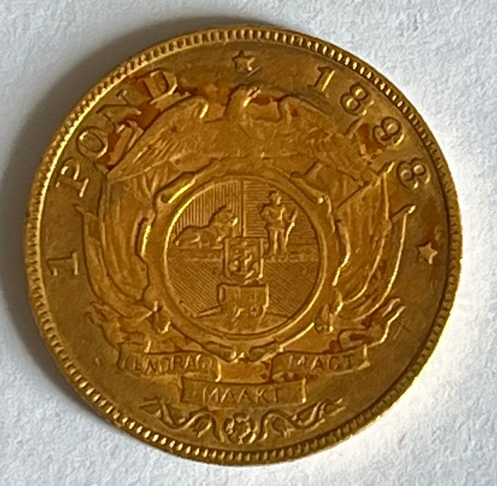 1898 South African Republic Paul Kruger One Pond Gold Coin