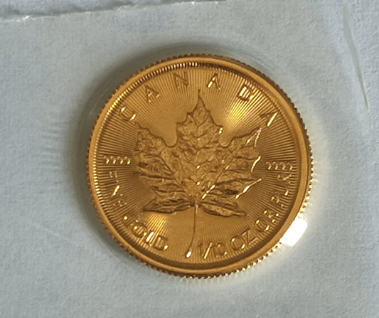 2022 Canada Maple Leaf 1/10 oz Gold Coin BU in Mint-Sealed Packaging