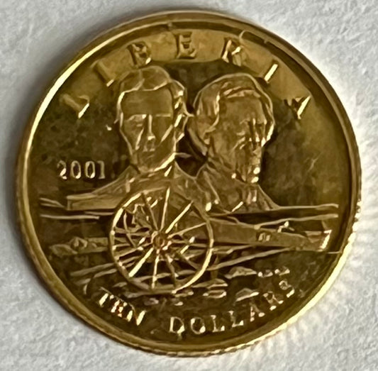 10 Dollars Liberia 0.5 grams Proof Gold Coin in Capsule