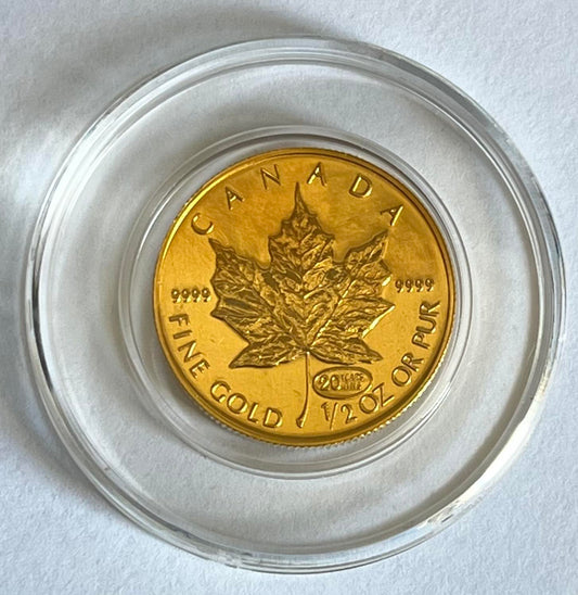 1999 Canada Maple Leaf 1/2 oz Gold Coin AU in Capsule