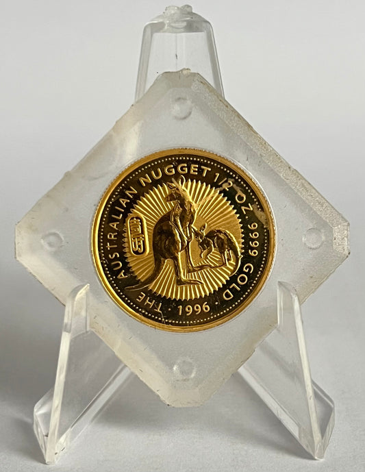 1996 Australia Kangaroo 1/2 oz Gold Coin with Chinese Privy in Acrylic Case