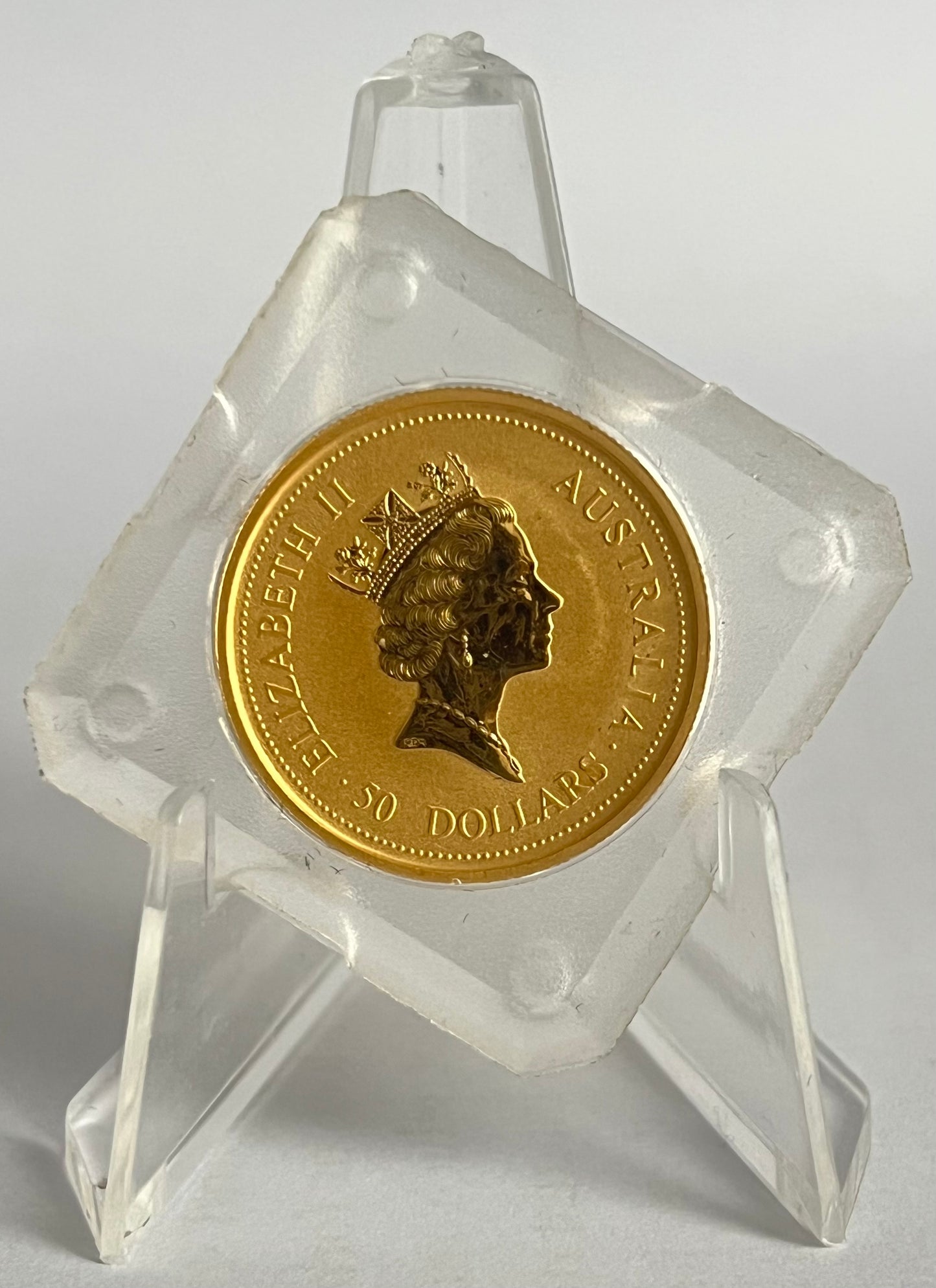 1996 Australia Kangaroo 1/2 oz Gold Coin with Chinese Privy in Acrylic Case
