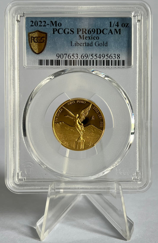 2022 Mexico Libertad 1/4 Proof Gold Coin PCGS MS69
