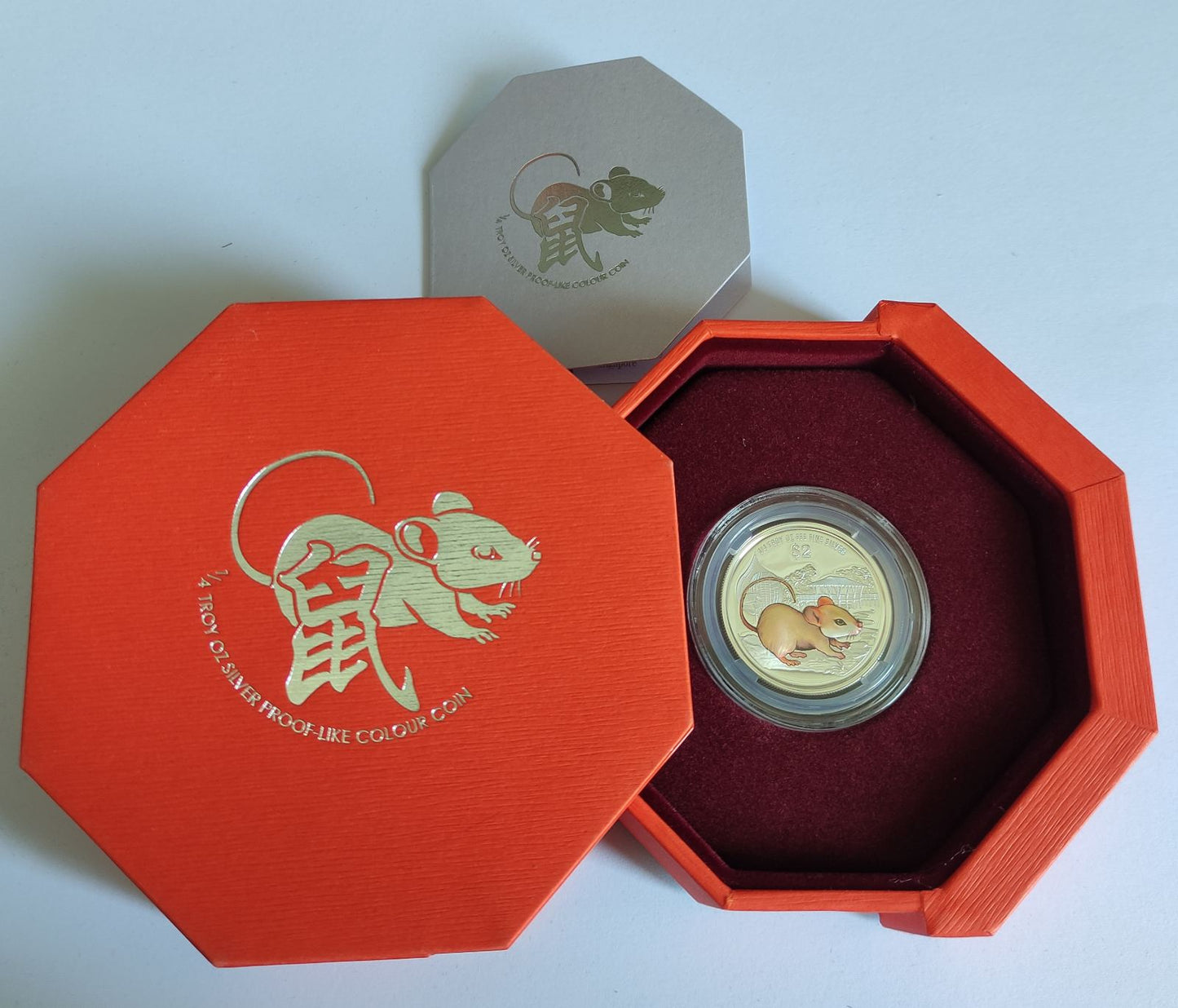 2020 Singapore Lunar Rat 1/4 oz Silver Prooflike Coin in Capsule with Case and COA