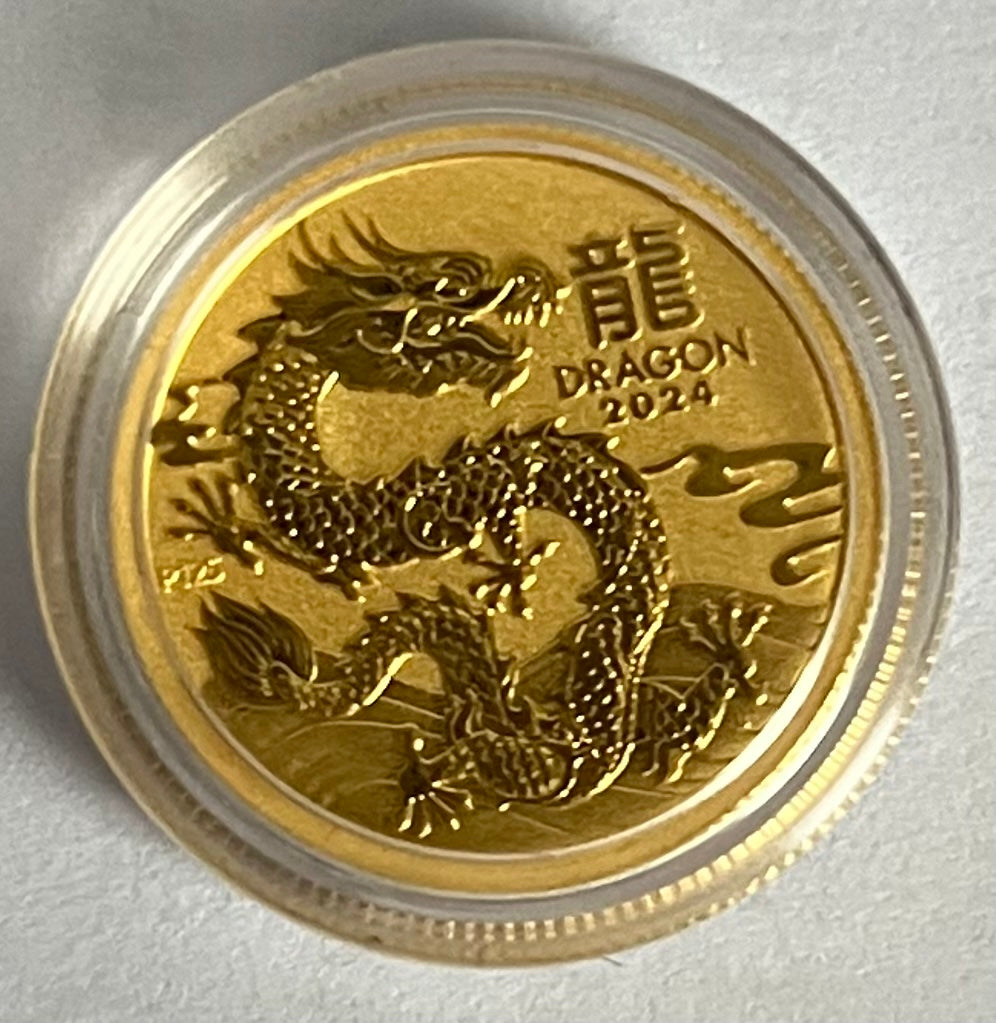 2024 Australia Lunar Dragon 1/4 oz Gold Coin BU in Capsule