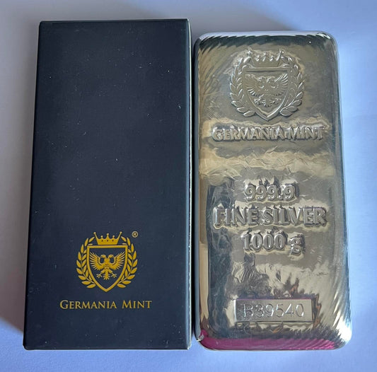 1 kilo Silver Bar - Germania Mint (1000 gram, Serialized)