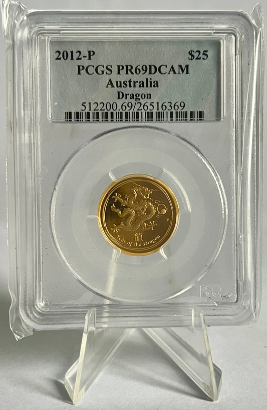 2012-P $25 Year of the Dragon 1/4oz Gold Coin PR69