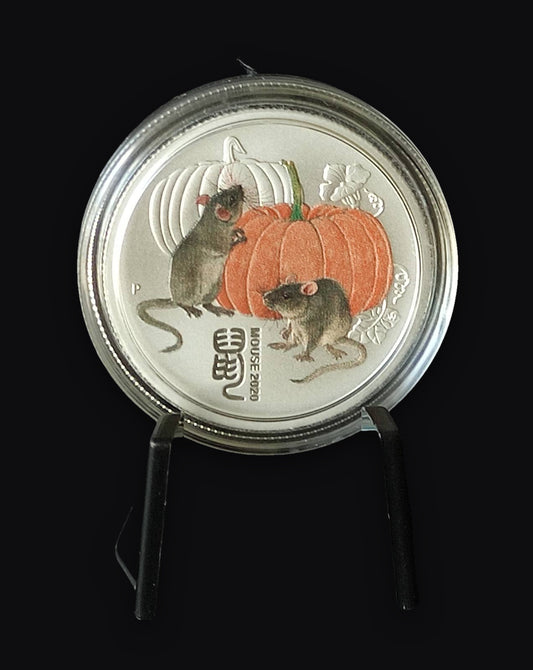 2020 Australia Lunar Mouse 1/4 oz Colorized Silver Coin BU in Capsule