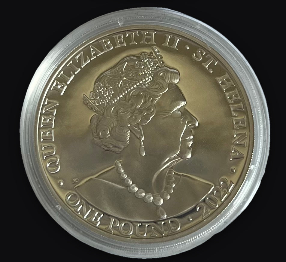 2022 1 oz St Helena Queen's Virtues - Constancy .999 Silver Gilded Proof Coin in Capsule with Case and COA