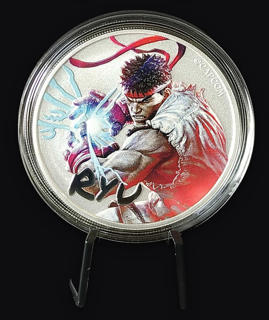 2022 Tuvalu Street Fighter: Ryu 1 oz Colorized Silver Coin BU in Capsule