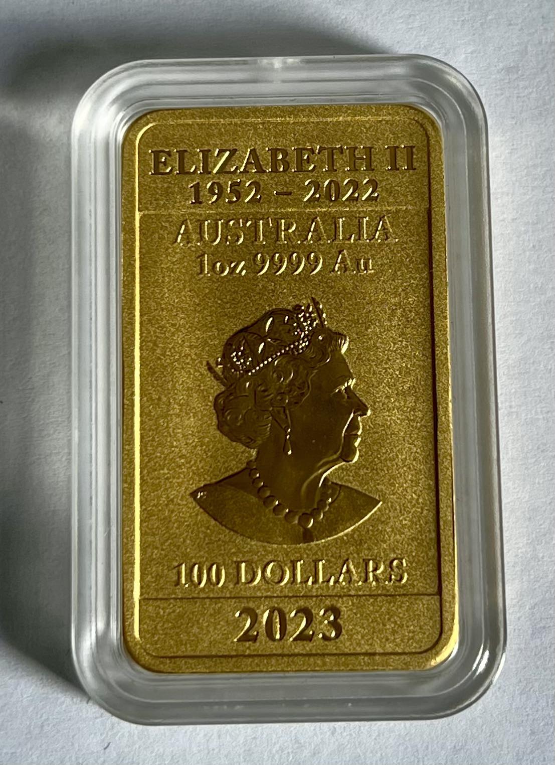 2023 Australia 1 oz Gold Dragon Rectangular Coin BU in Capsule