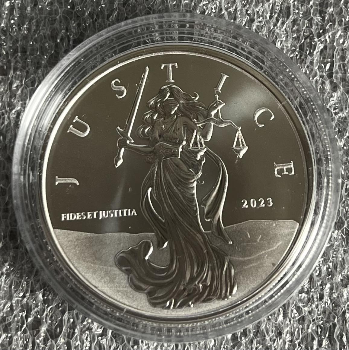 2023 Gibraltar Lady Justice 1 oz Silver Coin BU in Capsule