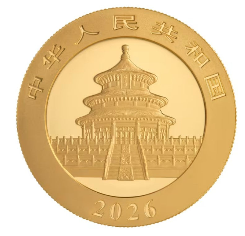 2026 China Panda 30g Gold Coin BU in Mint-Sealed Packaging