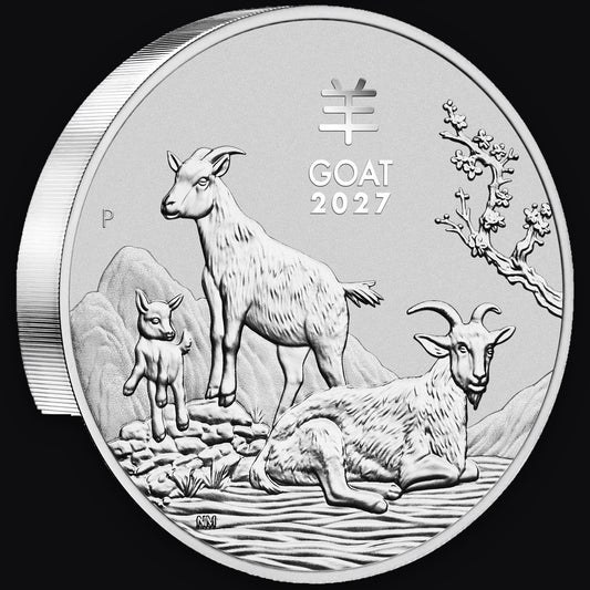 2027 Australia Lunar Goat (Series III) 1kg Silver Coin on edge