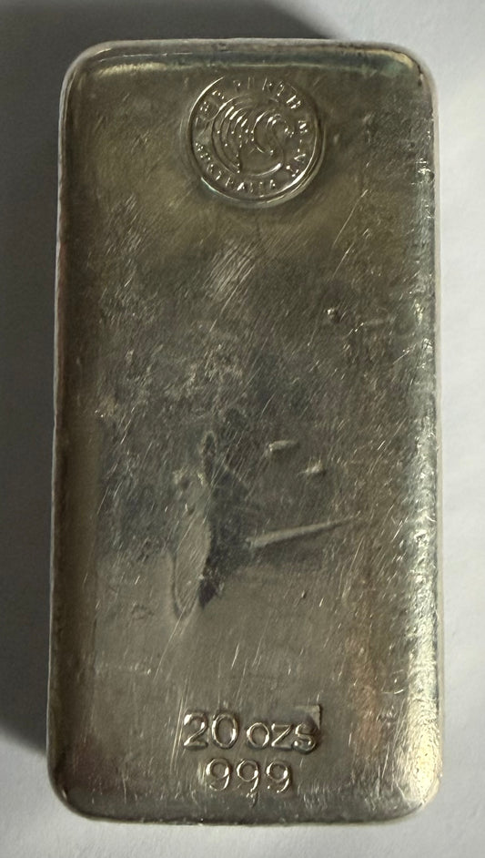 20 oz Silver Bar - Perth Mint (Poured)
