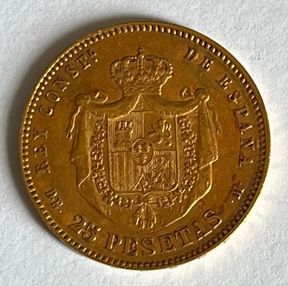 25 Pesetas - Alfonso XII Gold Coin