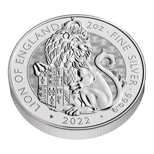 2022 Great Britain The Royal Tudor Beasts Series - The Lion of England 2 oz Silver Coin BU in Capsule