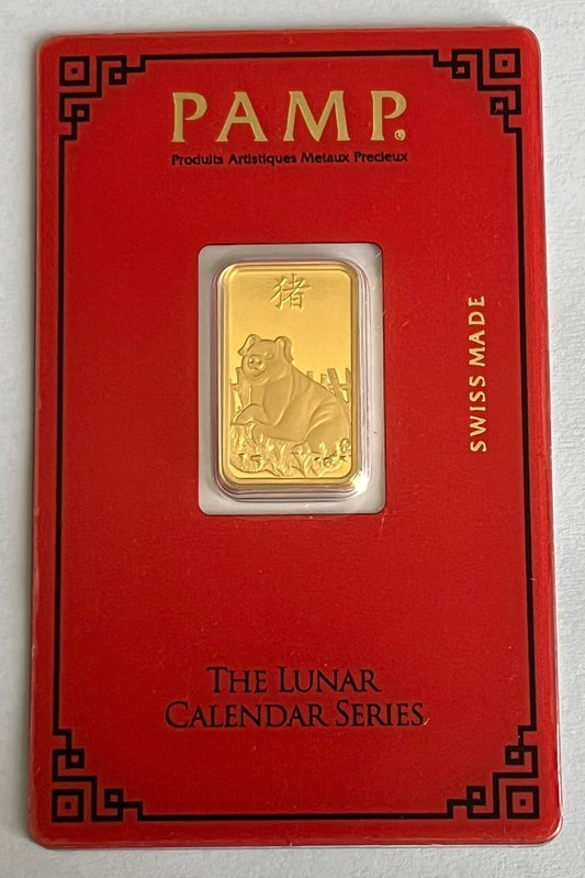Lunar Pig Gold Minted Bar - 5 grams in Assay