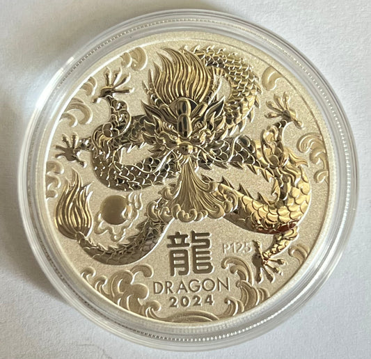 2024 Australia Lunar Dragon (Series III) 1 oz Silver Coin BU in Capsule