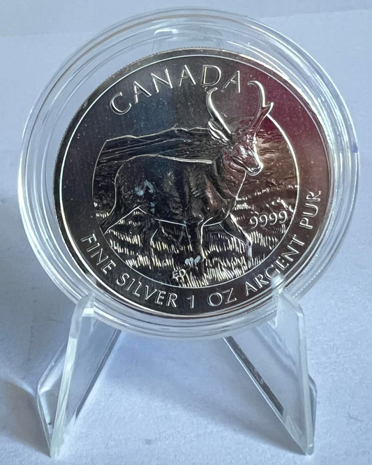 2013 Canada Wildlife Series Pronghorn Antelope 1 oz Silver Coin in Capsule